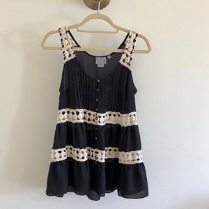 Anthropologie black lace top